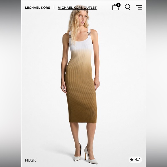 Michael Kors - Ombré Ribbed Stretch Viscose Dress (Color Husk, Size XS) - Picture 1 of 1